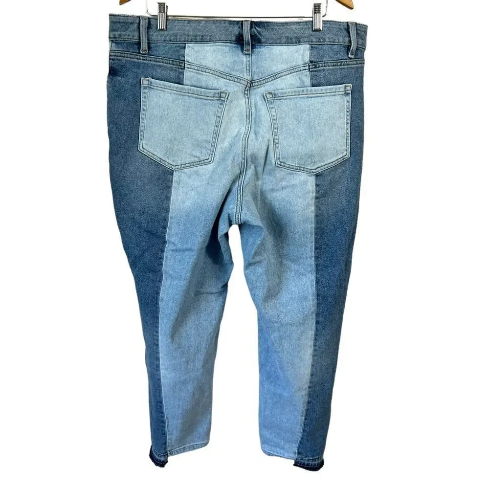 Lane Bryant Flex Magic Waistband High Rise Straight Color Block Crop Jeans